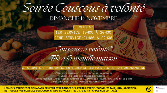 SOIRÉE COUSCOUS A VOLONTÉ